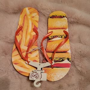 Cheeseburger and fries flip flops